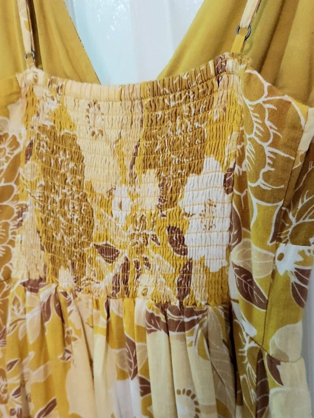 A&F Maxi Dress, Size XS, Linen Blend, Yellow Tones, Sleeveless